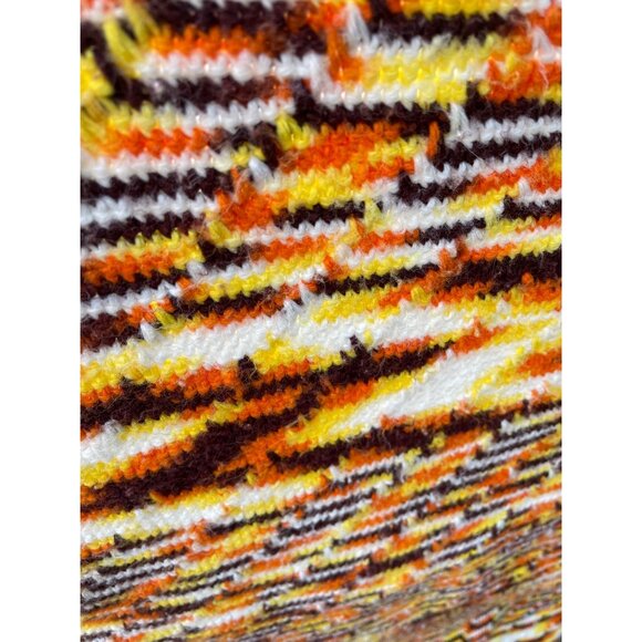 Vintage 1970s Crochet Afghan ZigZag pattern Fringe Orange Brown - Picture 3 of 16